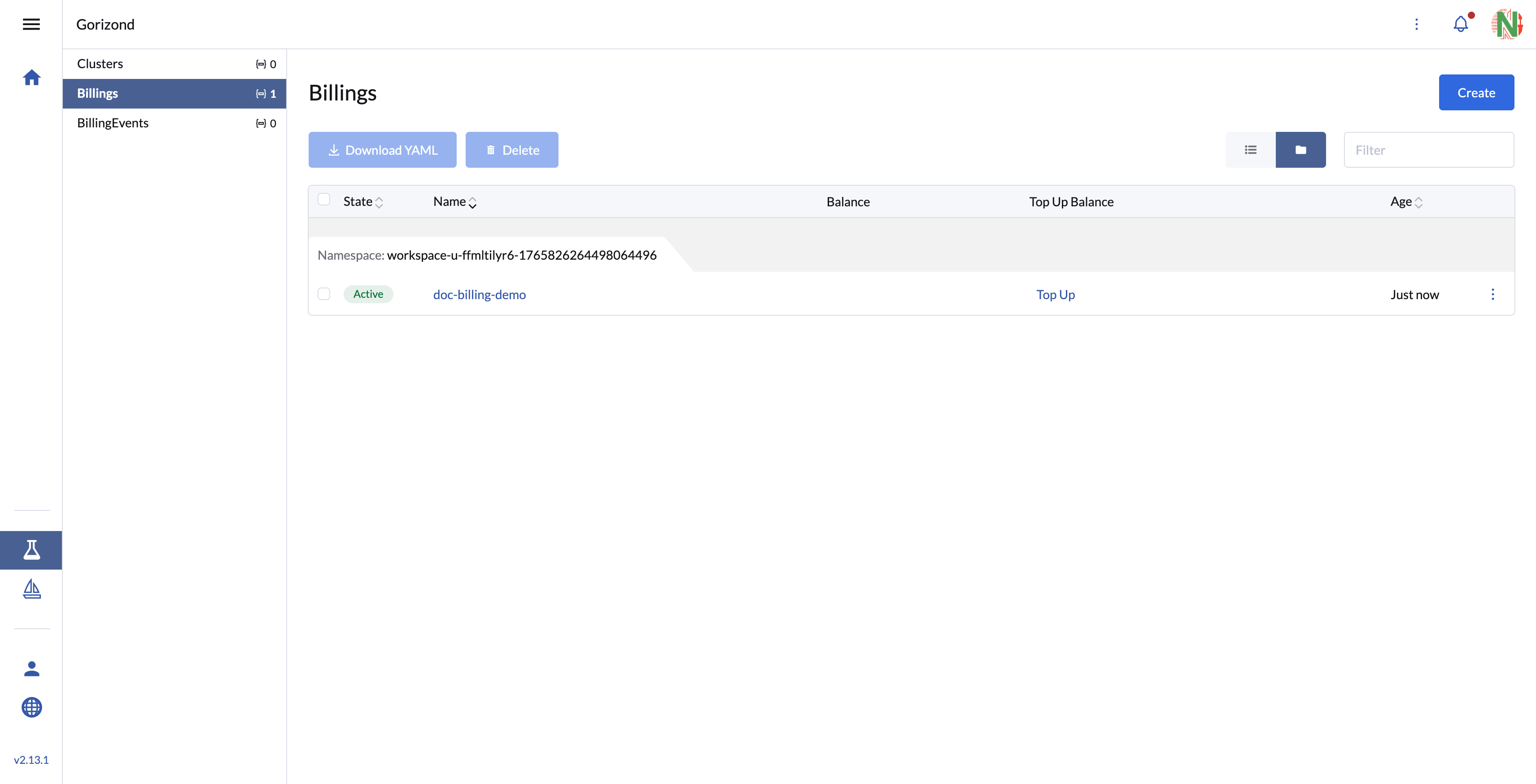 Расширение Gorizond — список биллингов